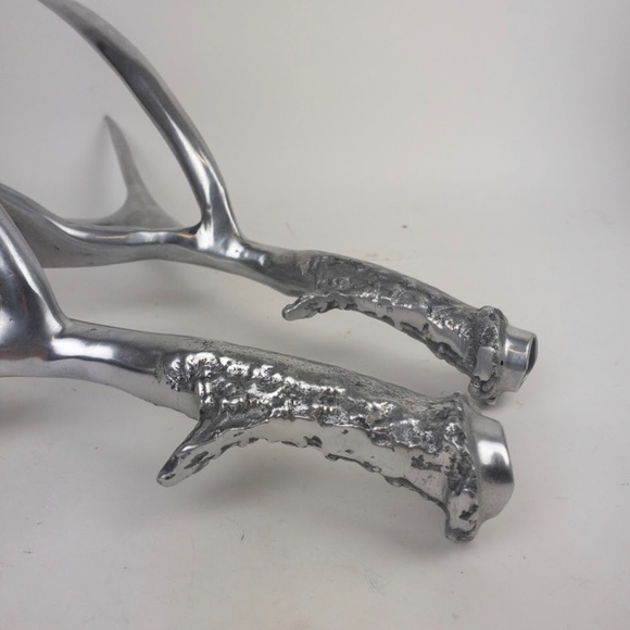 ARTHUR COURT Rare Vintage Cast Aluminum Deer Stag Antler Candlestick Pair - Picture 8 of 12